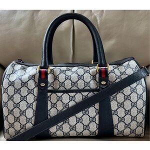 Certified Authentic Vintage Gucci Boston Monogram Canvas Shoulder Bag, COA